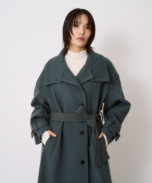 残りわずか！】スタンドカラーロングコート｜オフィスカジュアル