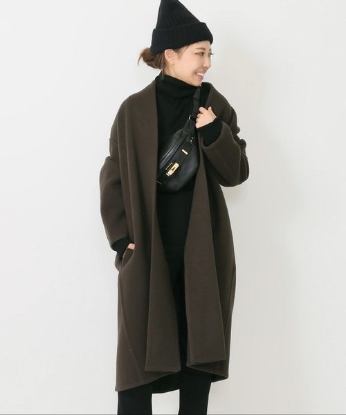 Chloe】ドゥーズィエムクラス ビーバーノーカラーロングコート Chloe