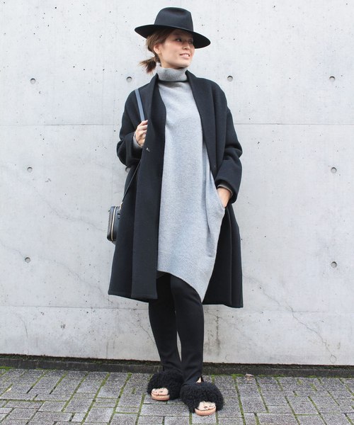 Chloe】ドゥーズィエムクラス ビーバーノーカラーロングコート