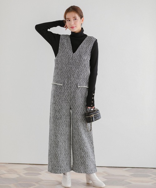 セール】パール付ツイードサロペット（サロペット/オーバーオール