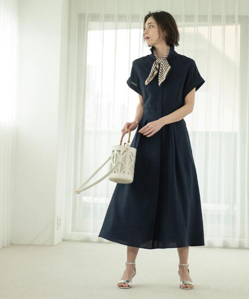 セール】リネンライクシャツワンピース【洗濯機洗い可/吸水速乾/接触冷