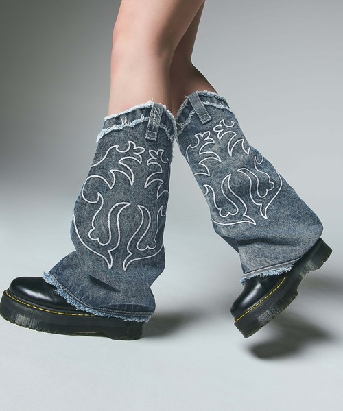 セール】EMBROIDERED DENIM LEG WARMER（レッグウォーマー）｜X-girl