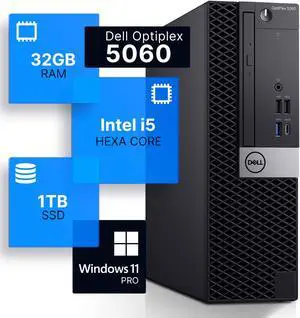 Refurbished: Dell Optiplex 3060 Desktop Computer | Intel i5-8500