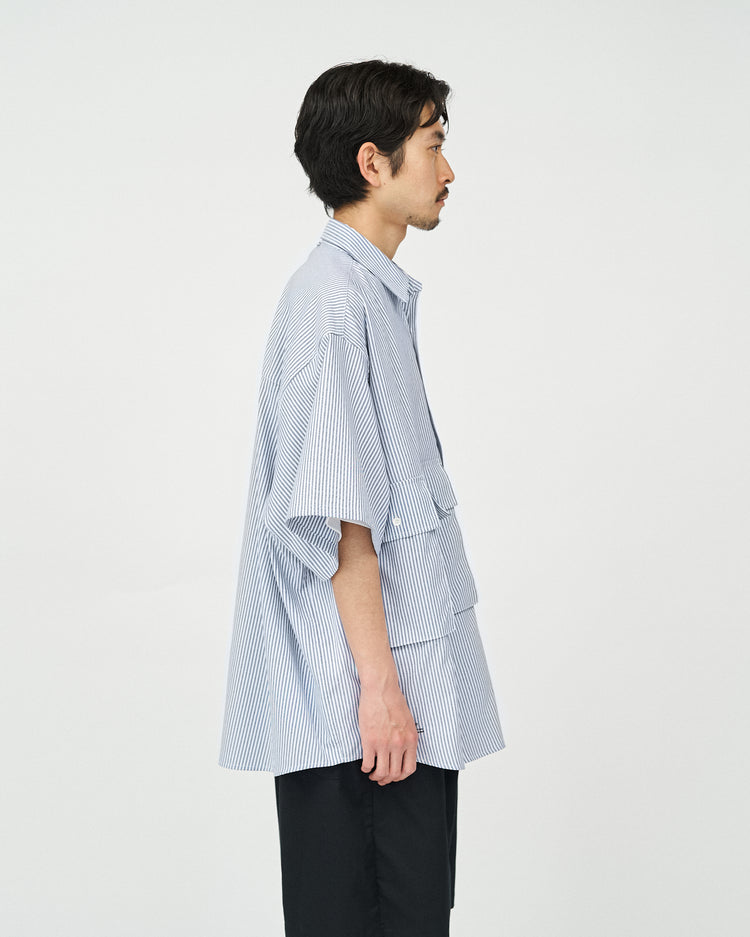 FreshService / DRY OXFORD FLAP POCKET S/S SHIRT BLUE STRIPE