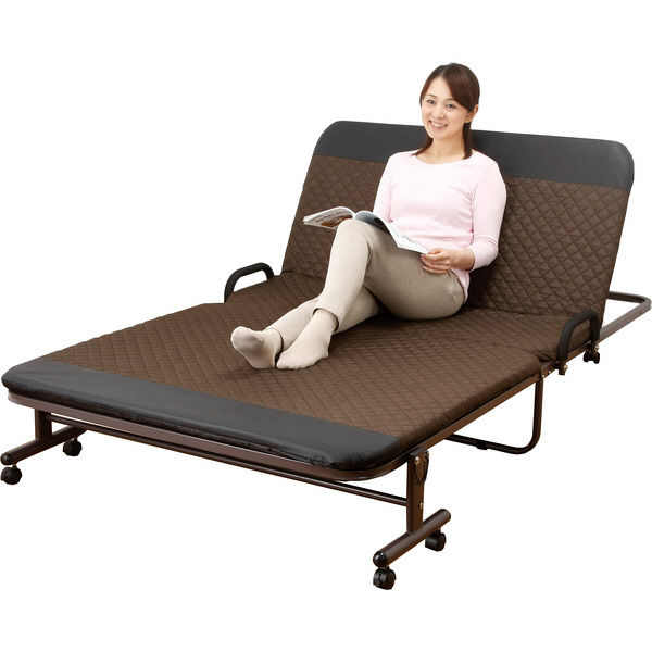 ファミリー・ライフ 収納式リクライニングベッド シングル ブラウン