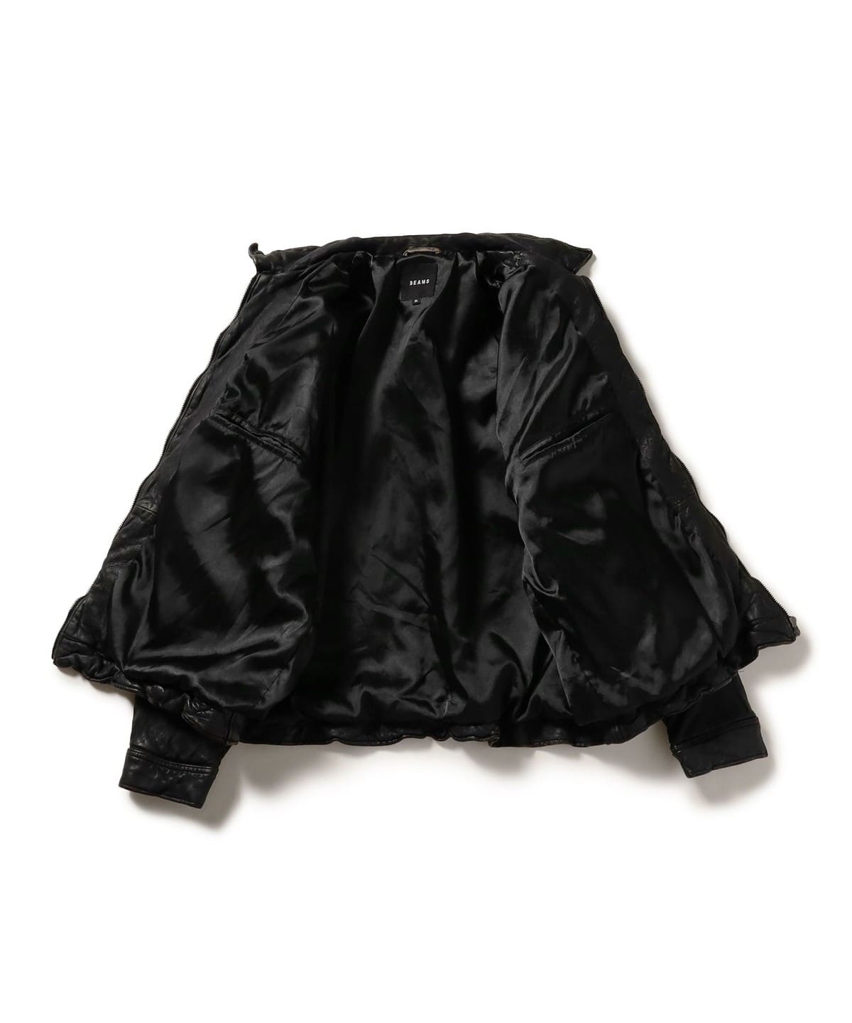 BEAMS（BEAMS）做舊皮革拉鍊夾克 [寬版]（皮革夾克）線上有售 | BEAMS