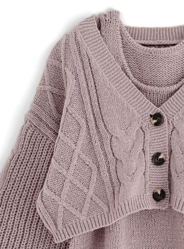 ケーブルカーディガン×ミニワンピースニットセットアップ[k9269d