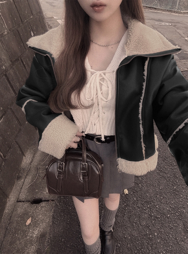 襟2Wayレザームートンブルゾン[nk76] | レディースファッション通販の