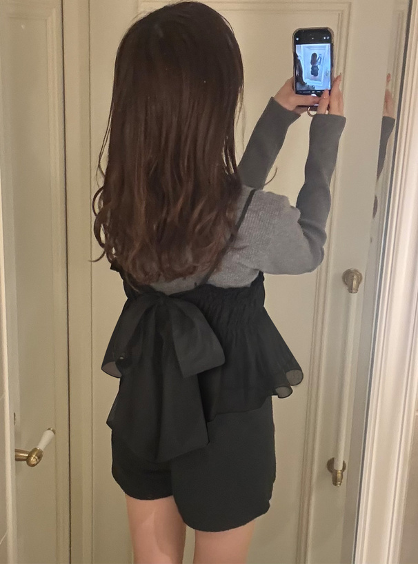 バックリボンビスチェ×リブニットトップスセットアップ[tu885