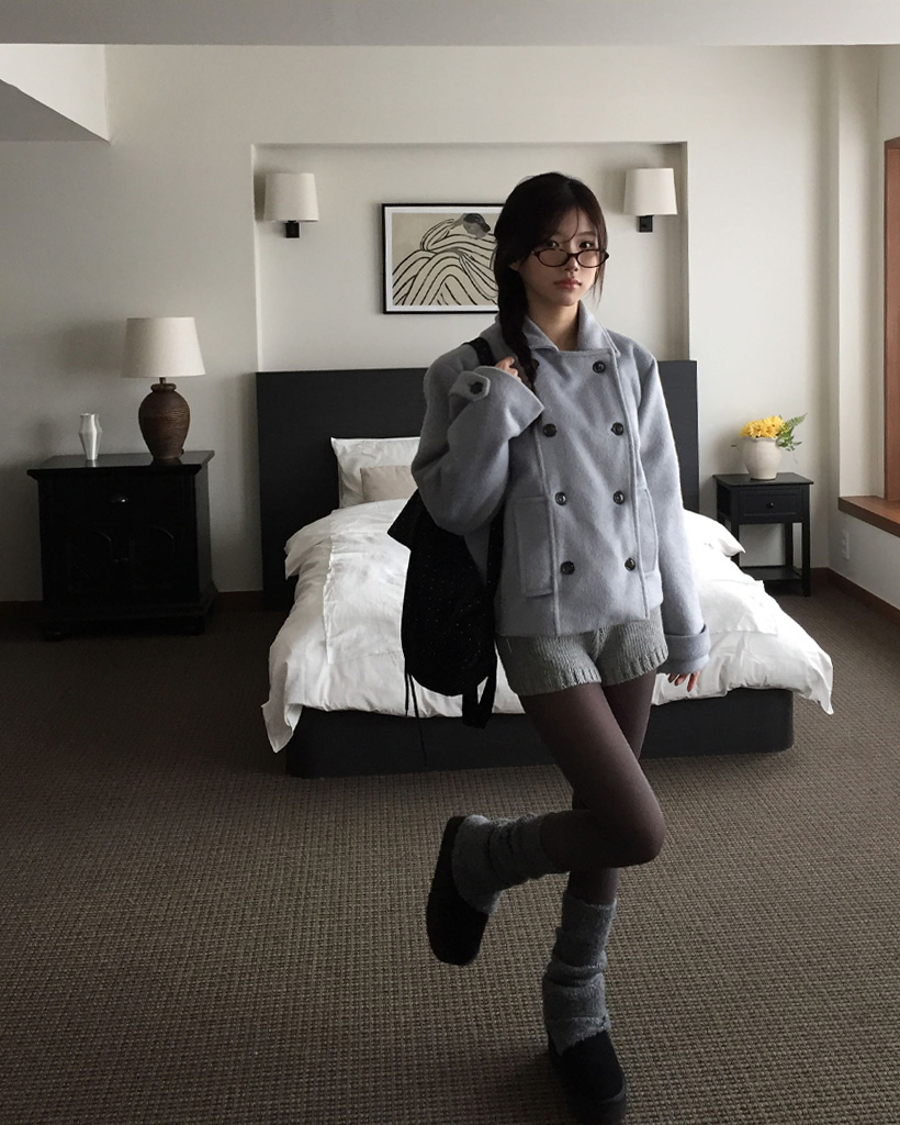 ダブルカラーウールハーフコート | ファッション通販サイト NUGU