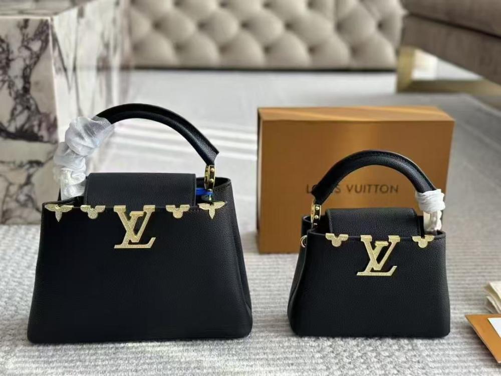 Louis Vuitton Women's Capucine Bag, Two Sizes, Black - E-SEVEN STORE