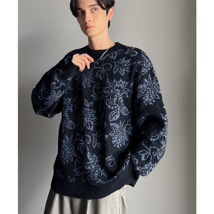 classical origin】視線を奪う、ジャガード花柄ニット Jacqu…[品番