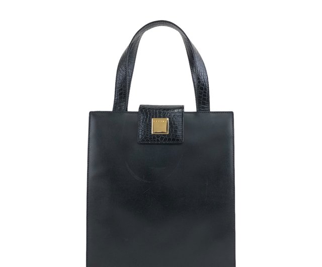 日本直送 名牌中古包 】CELINE セリーヌ ハンドバッグ ブラック ロゴ