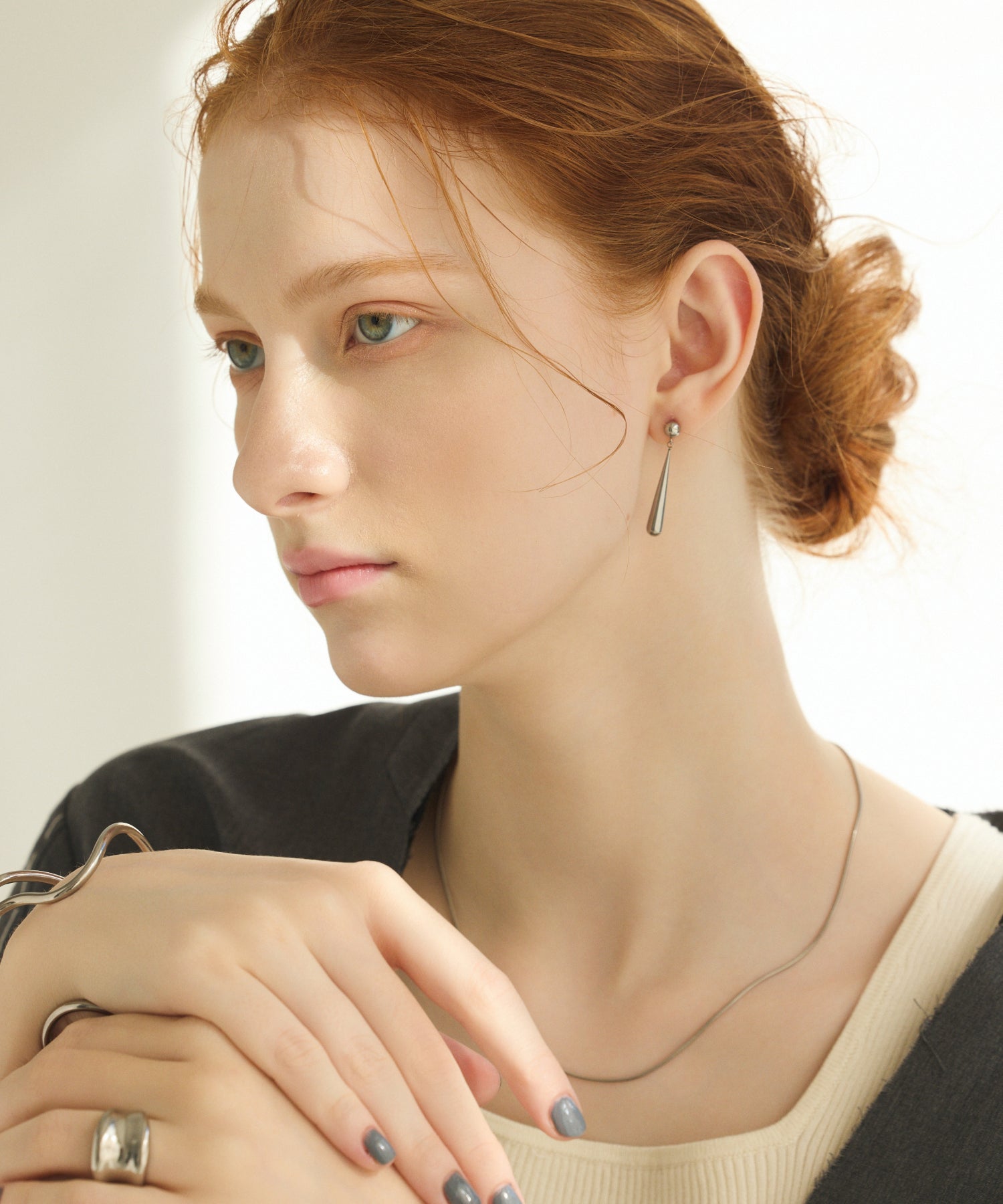 シルバー]しずくピアス