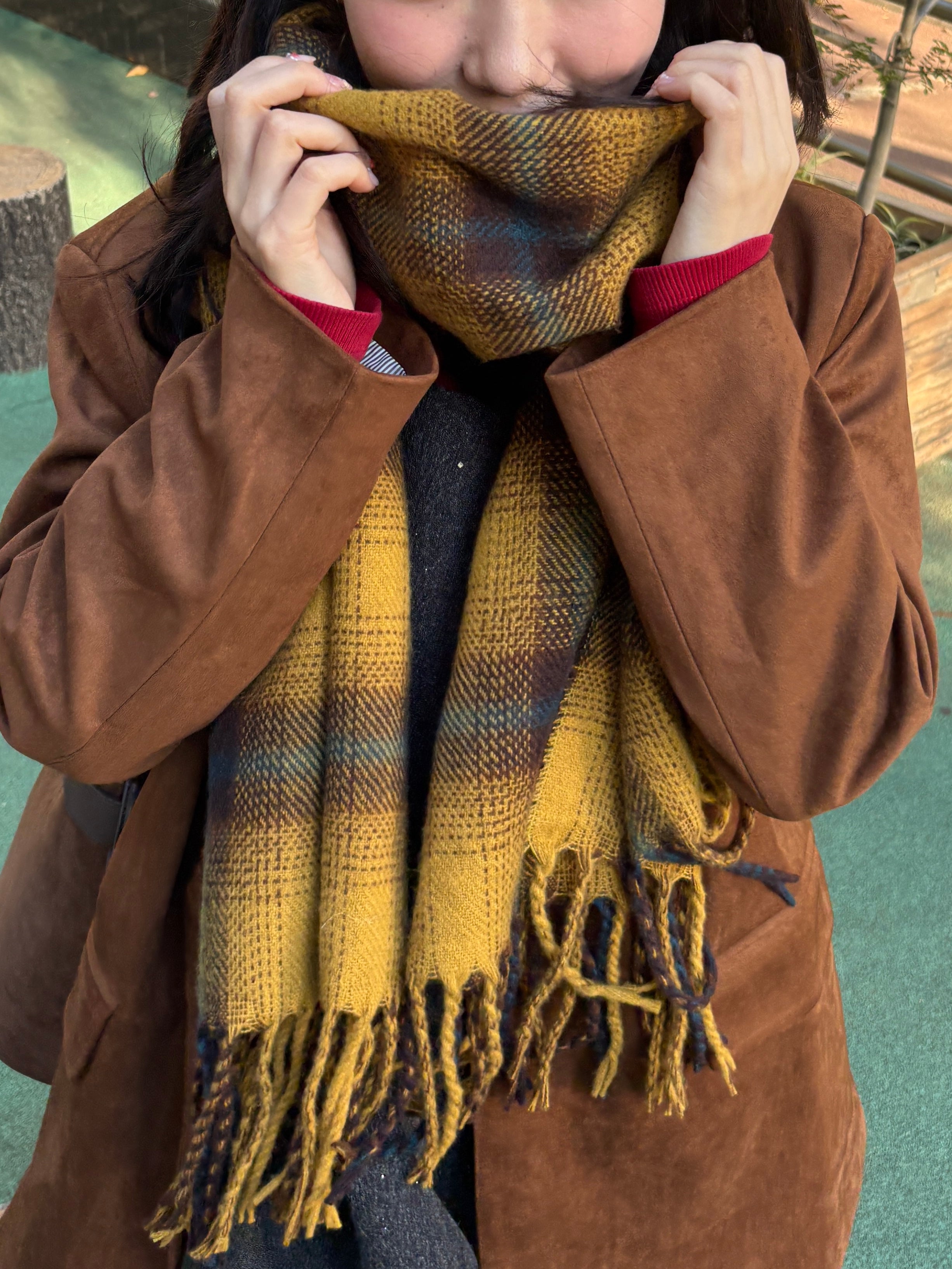 イエローチェックマフラー DPA43729 – CRAMMY