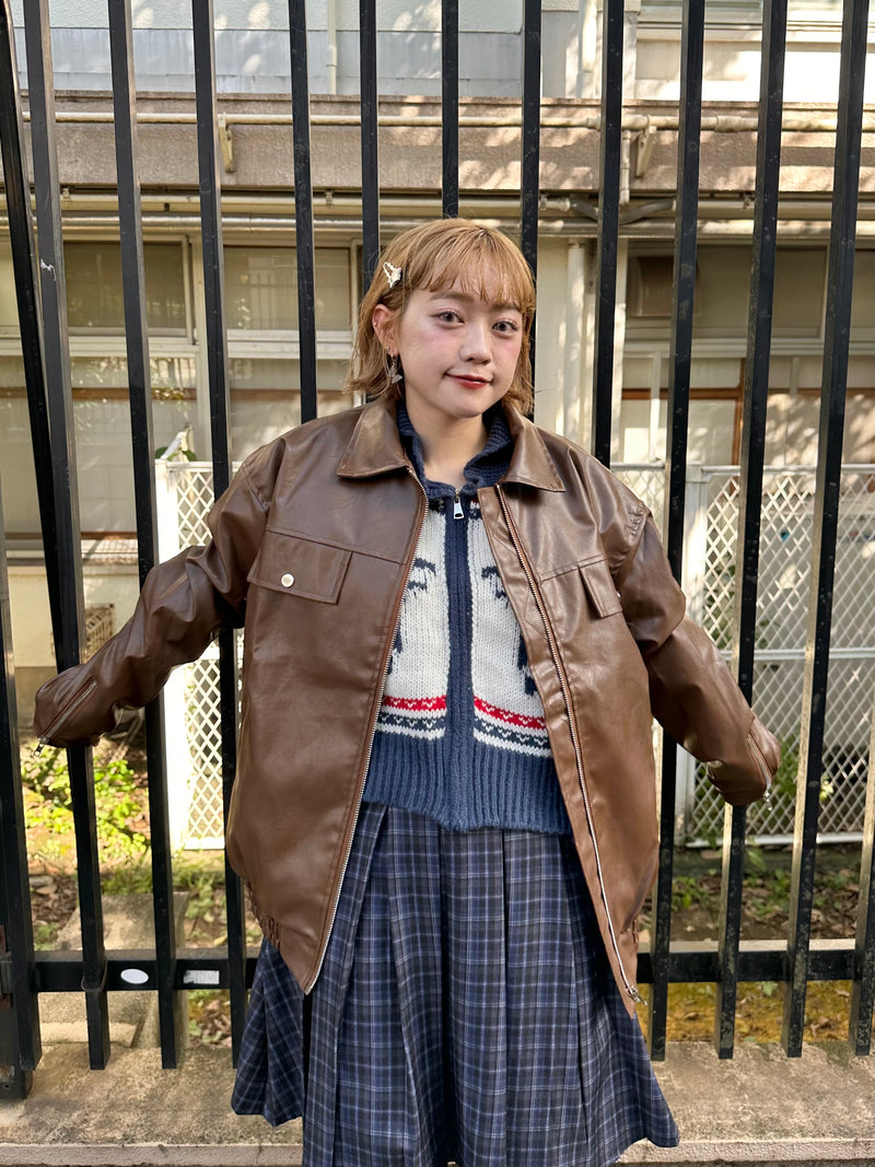 フェイクレザーブラウンジャケット DPB76085 – CRAMMY