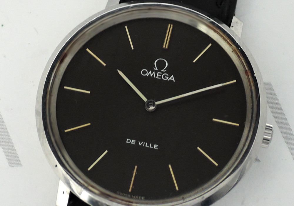 OMEGA デビル DE VILLE アンティーク メンズ腕時計 クオーツ 黒文字盤