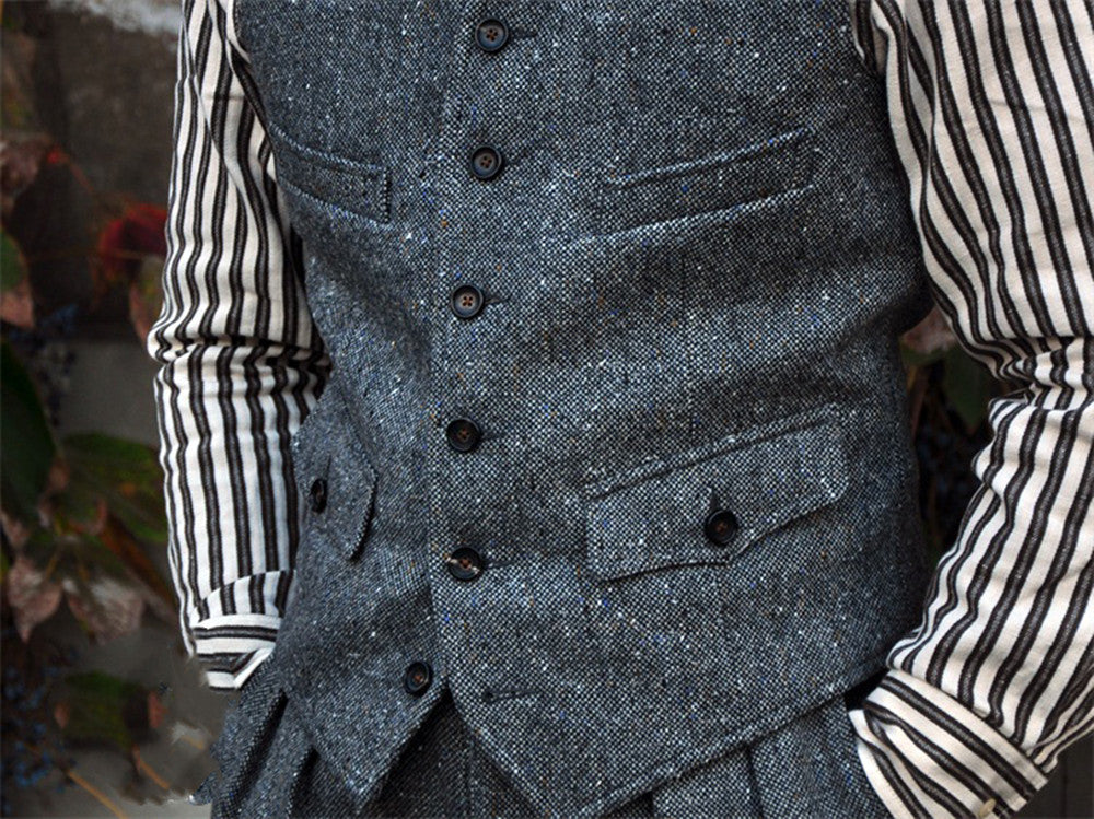 メンズ カラースペックル グレー ツイード サファリ ベスト – Crush on