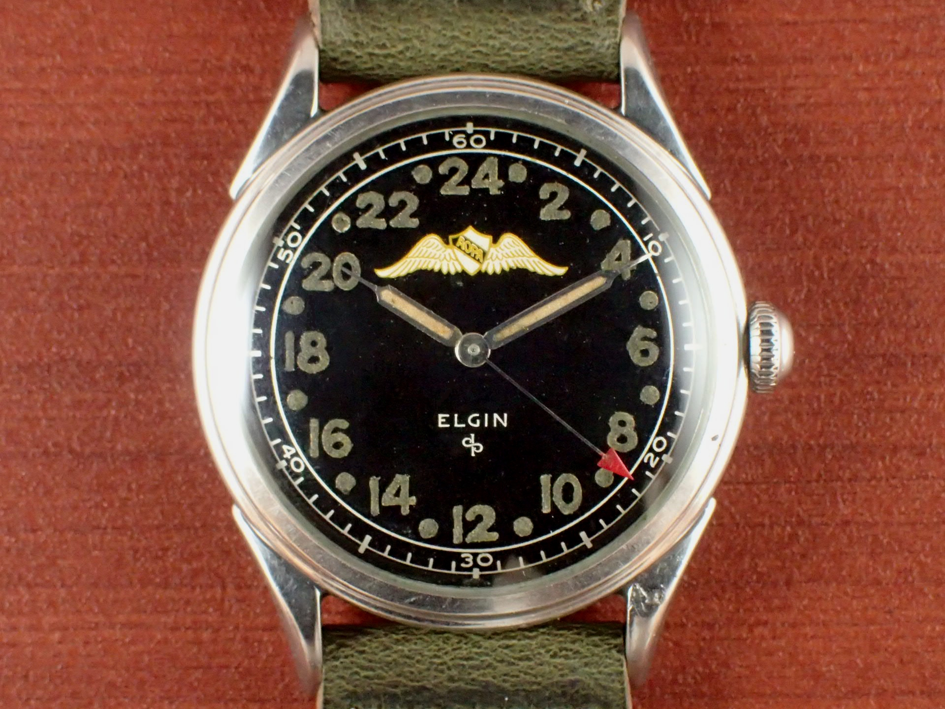 エルジン AOPA 24時間時計 ブラックミラーダイアル 1950年代 | VINTAGE