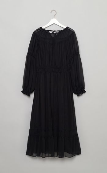 MUVEIL｜ニットカラー付ドット刺繍コート