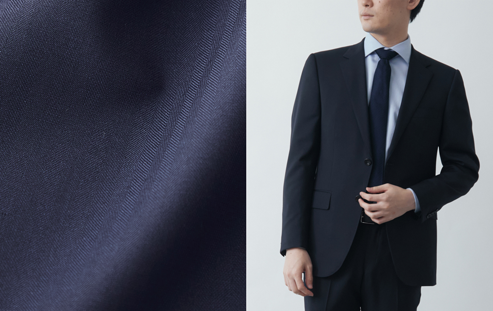 通年] Super100's シルクブレンド 光沢&シャドーストライプ/ネイビー