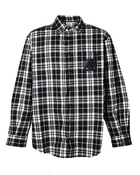 VETEMENTS (ヴェトモン) SS26 チェックシャツ LEATHER CROSS FLANNEL