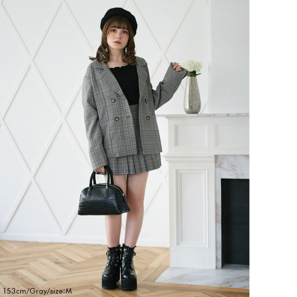 チジャケット&プリーツスカパンェック柄セットアップ – レディース