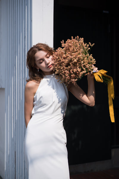 アメリカンスリーブ サテン ソフトマーメイドドレス（W227）