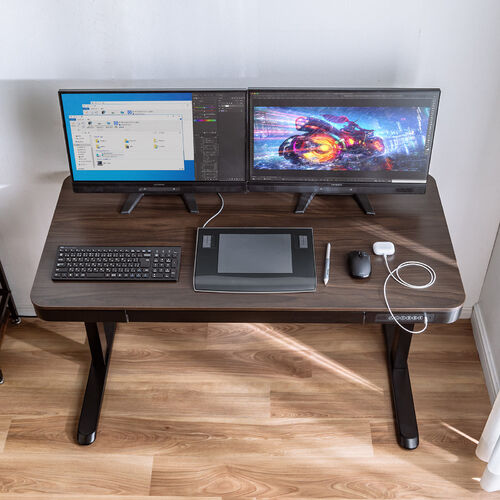 上下昇降デスク 電動昇降デスク 引き出し付き メモリー機能 幅120cm