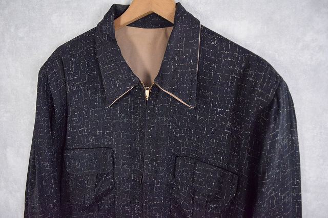 50年代 50s カスリ レーヨンギャバ ギャバジャン ブラック 黒