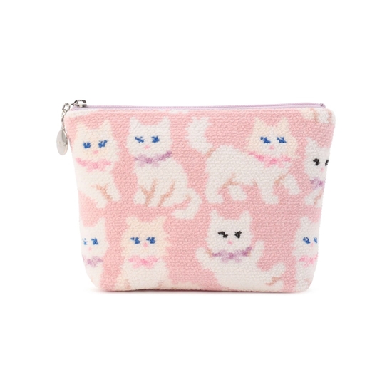 モフモフネコチャン 舟型ポーチM L/MNC-260282(ペールピンク