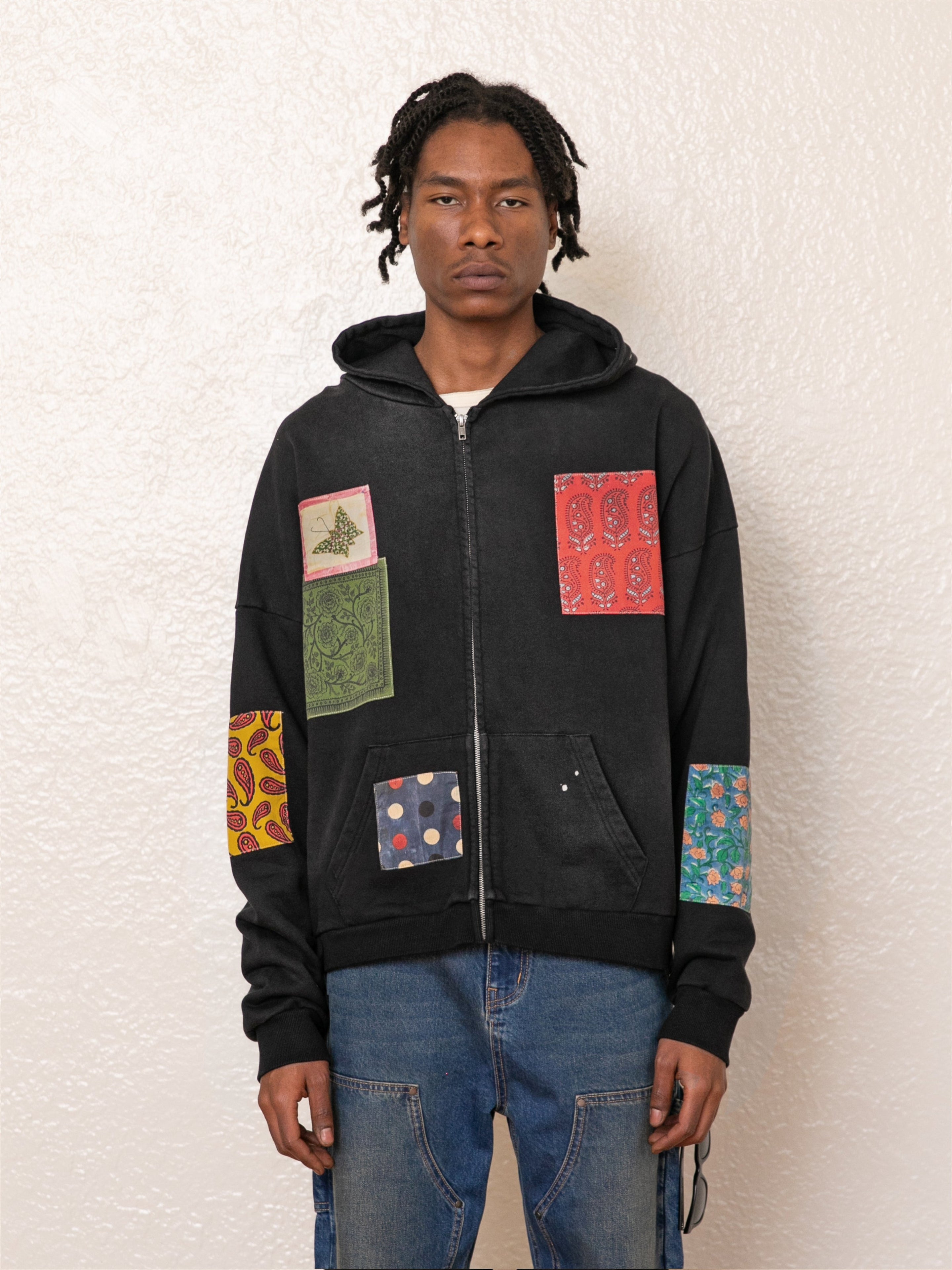 Tapestry Patchwork Zip Up Hoodie