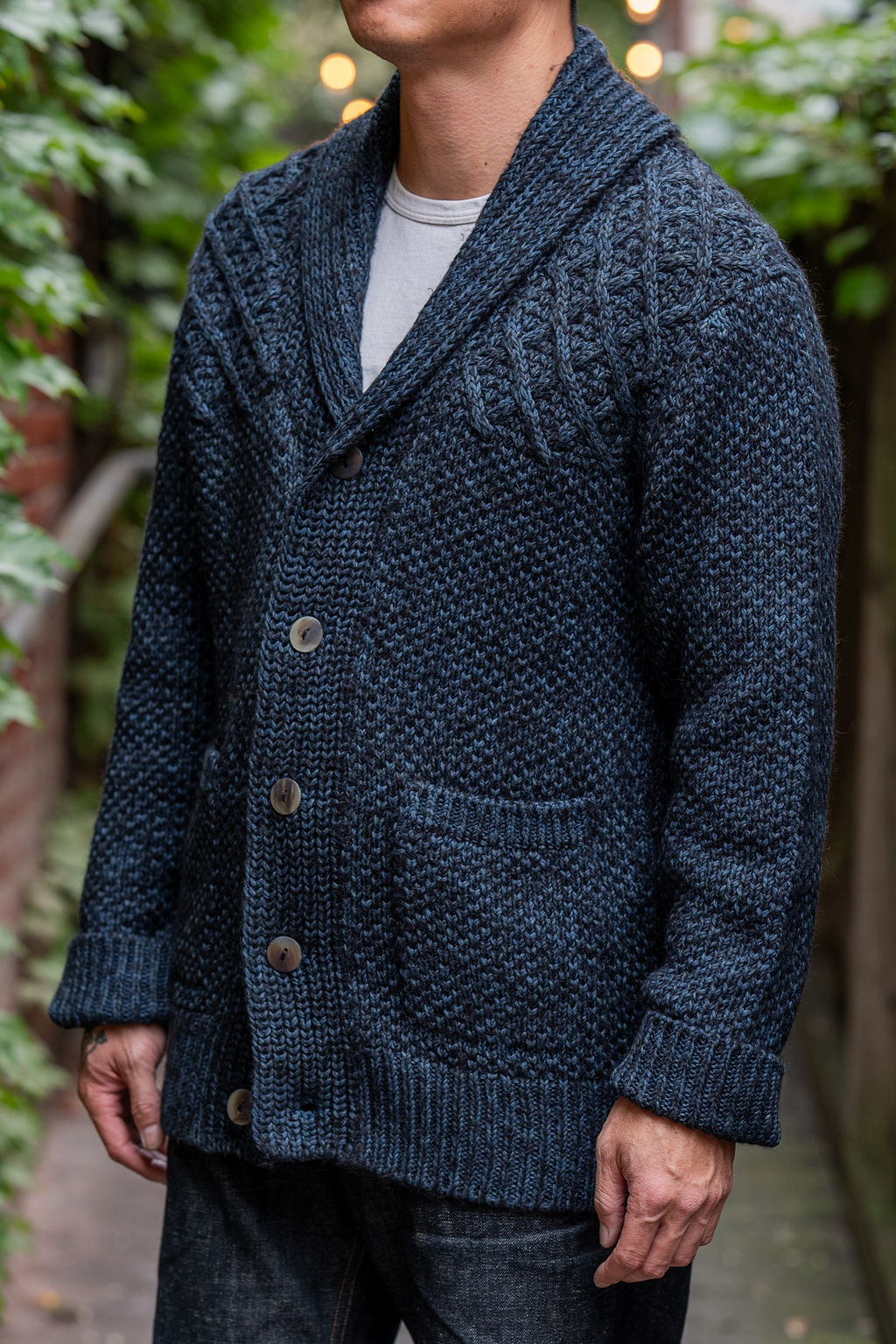 Indi + Ash Andes Cardigan - Black Alpaca / Dark Indigo - Franklin