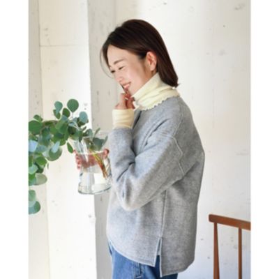 OURHOME(アワーホーム)の【洗える】ウール混素材のキーネックプル