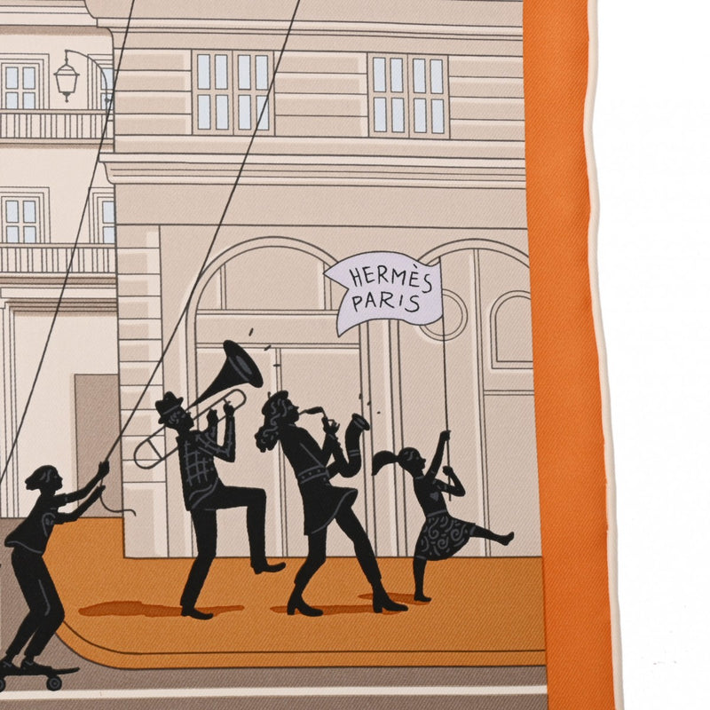 エルメスカレ90 HERMES PARADE クレーム/オレンジキュイ レディース