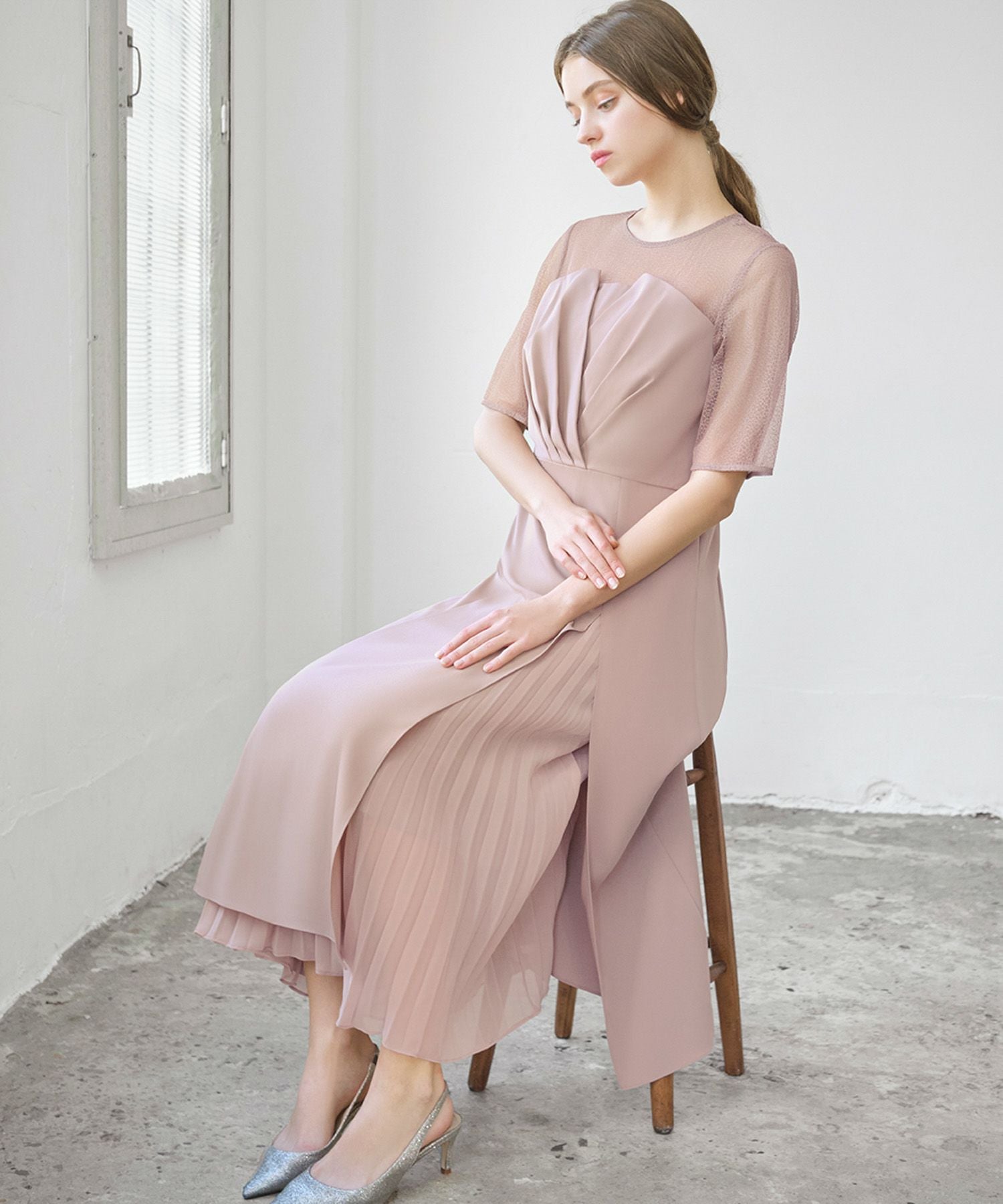 結婚式・お呼ばれ対応 | ビスチェ風アシンメトリーワンピース