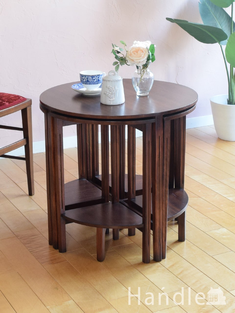 イギリスのアンティーク家具、5台がセットになったマホガニー材の