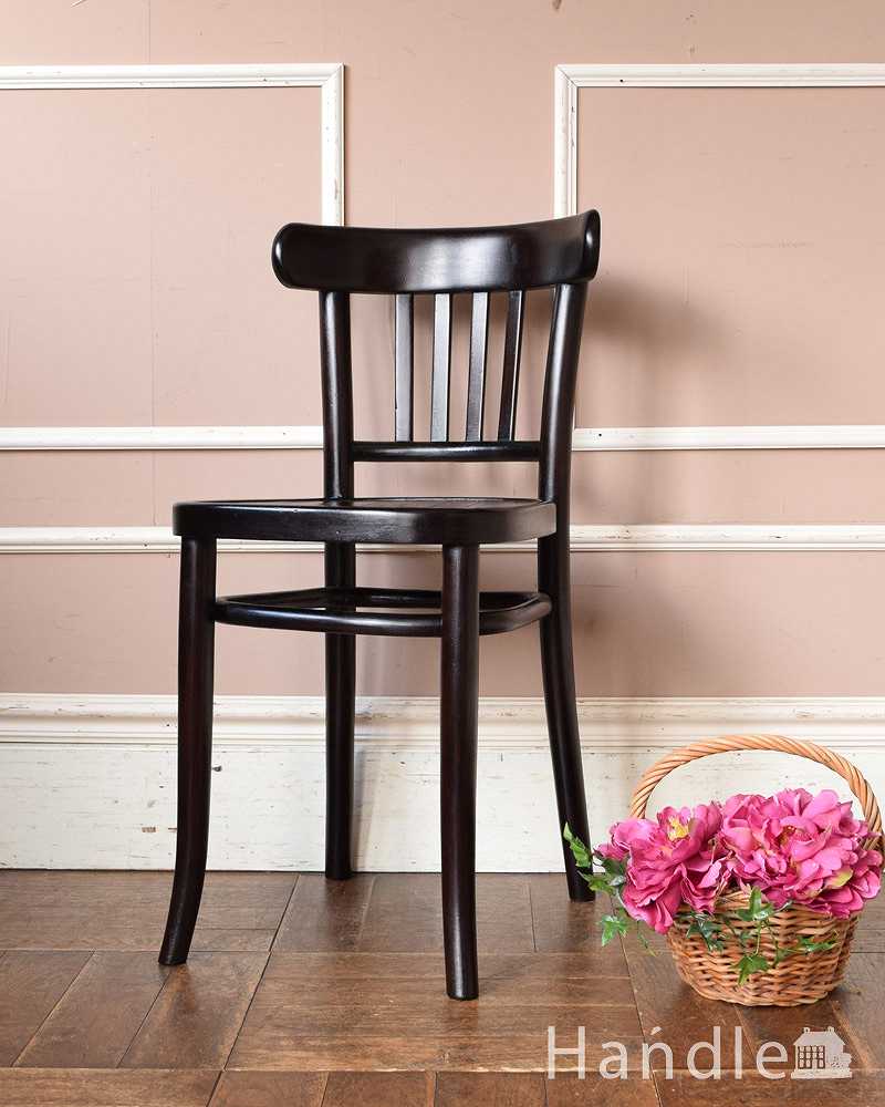 背もたれの曲木が美しい英国輸入の椅子、アンティークのベントウッド