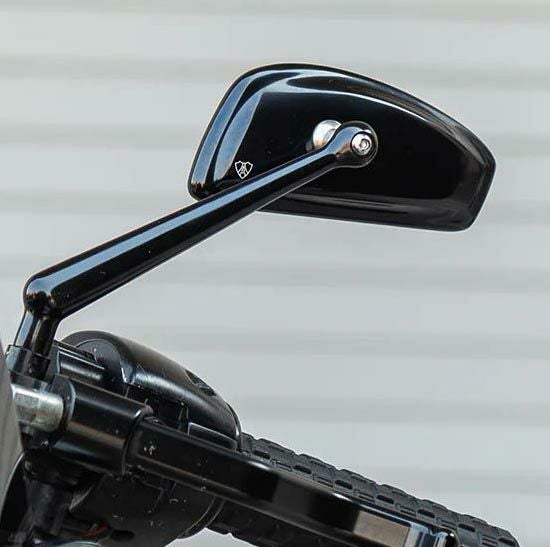 アレンネス ミニオーバル・ミラー ブラック 左 |ハーレーパーツ専門店
