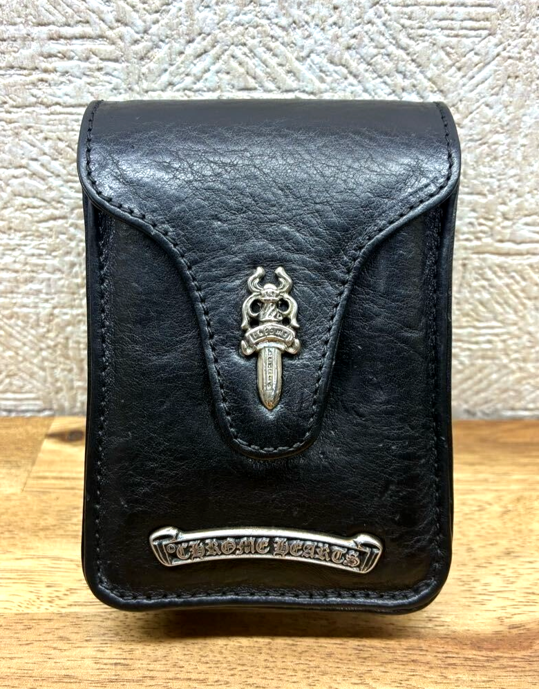 Chrome Hearts Belt Pouch Cigarette Case Small Bag Black Leather
