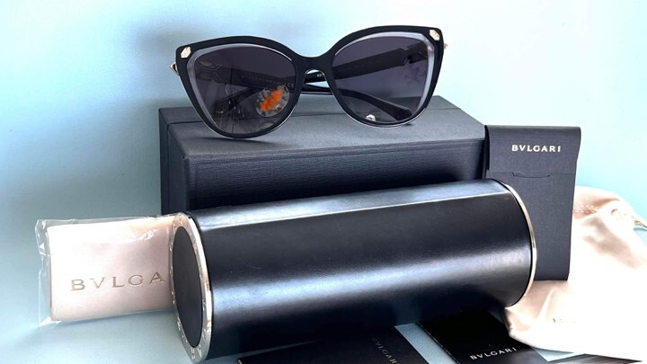 Bvlgari Italy 8212-B-F 5471/8G Cat Eye Big Gray Sunglasses $750