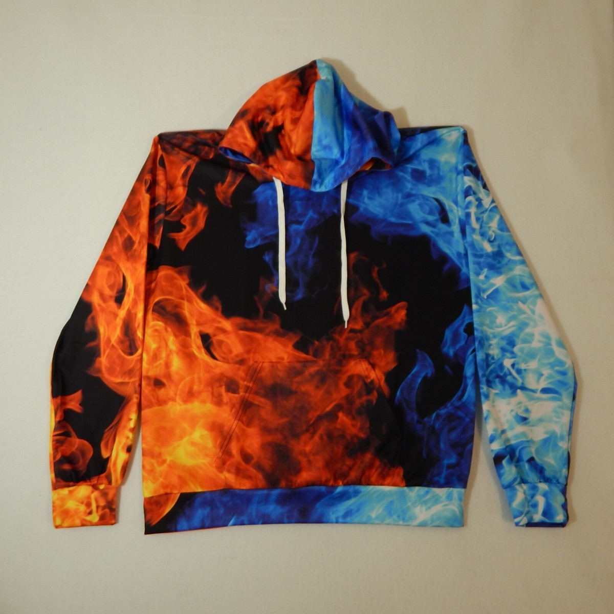 Flame Hoodie Red Blue Mens XL | eBay