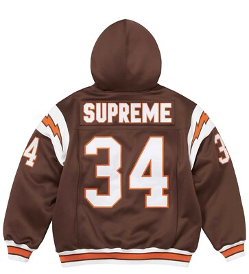SUPREME FOOTBALL ZIP UP HOODED SWEATSHIRT BROWN SIZE S (SS24 WEEK