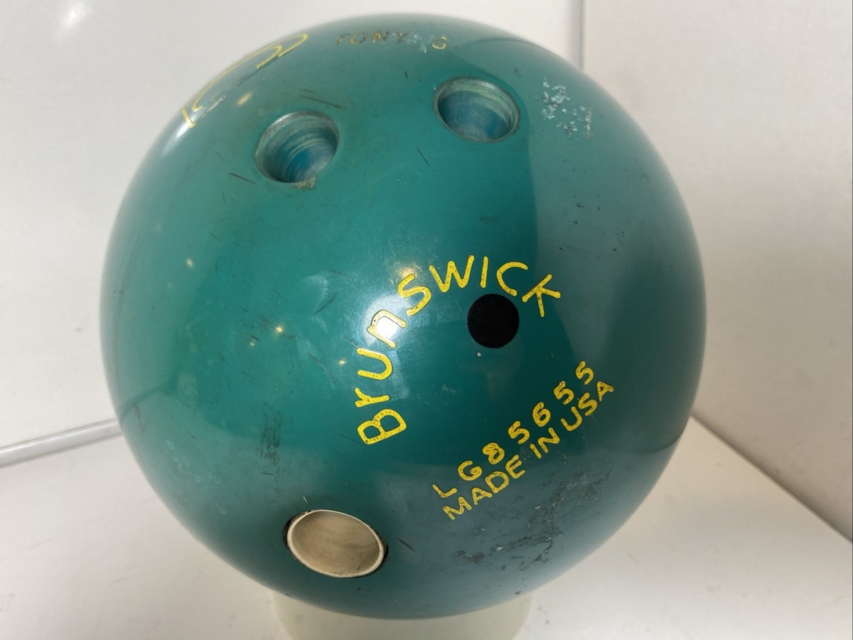 Brunswick Original 90s Teal Rhino Pro Bowling Ball 16 lb Drilled
