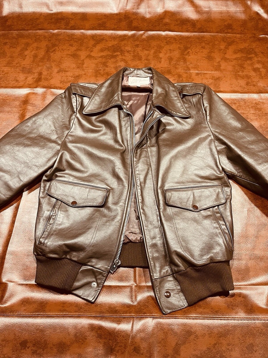New York Vintage Brown Leather Bomber Flight Jacket, 42 | eBay