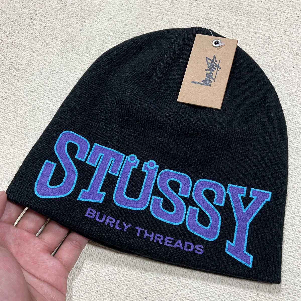 BRAND NEW STUSSY BURLY THREADS SKULLCAP BEANIE HAT BLACK - OS
