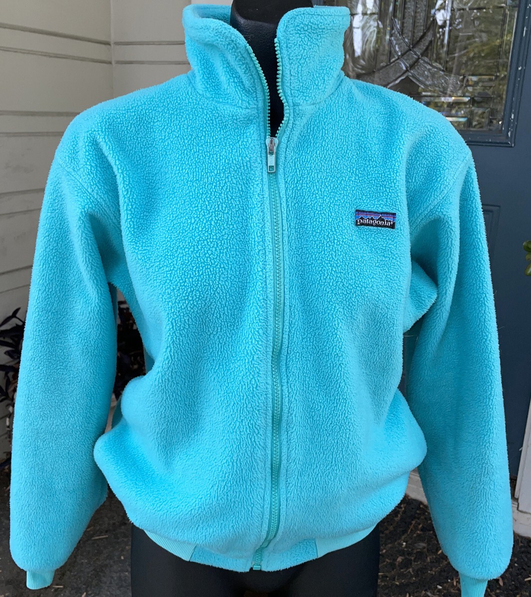 Vintage 70s PATAGONIA Aqua Fleece Full Zip Jacket, Size 12 USA