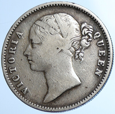 1840 BRITISH INDIA UK COLONY Queen Victoria Vintage Silver RUPEE