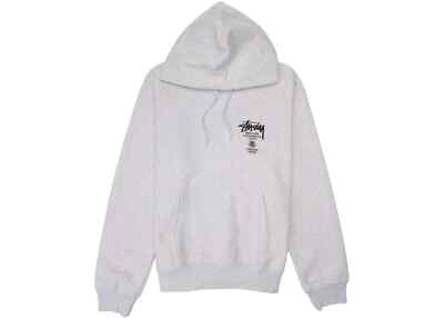 Stussy World Tour Hoodie Ash Heather XXL Size | eBay
