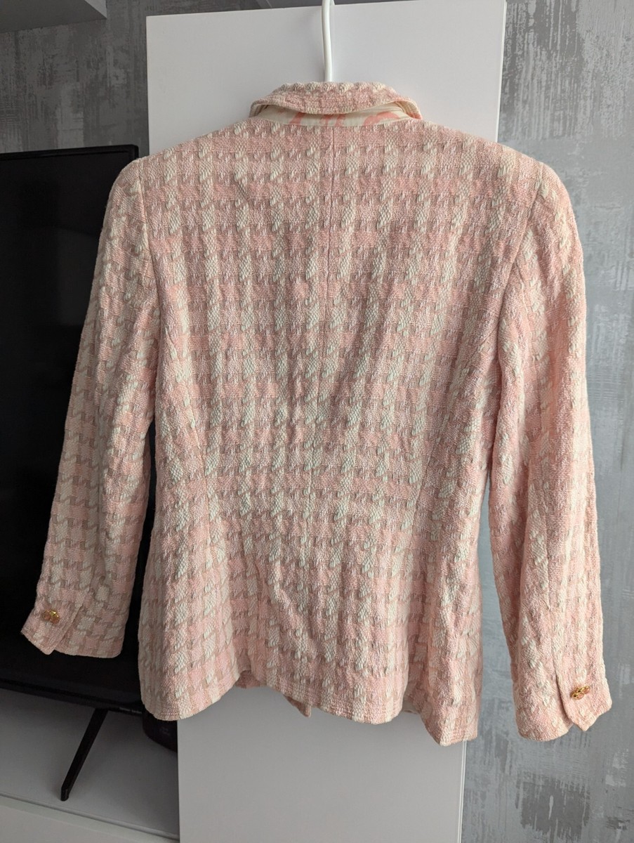 Escada Margaretha Ley Pink Vintage Cotton Wool Button Tweed Jacket